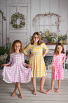 YELLOW GINGHAM TWIRLY DRESS