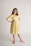 YELLOW GINGHAM TWIRLY DRESS