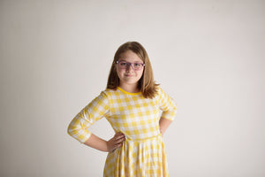 YELLOW GINGHAM TWIRLY DRESS