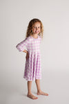 LAVENDER GINGHAM TWIRLY DRESS