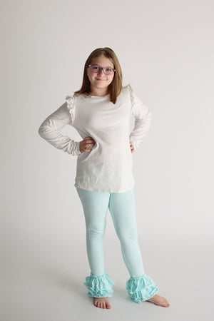 MINT RUFFLE PANTS