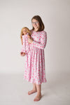 MOON & STAR LONG SLEEVES NIGHTGOWN- PINK