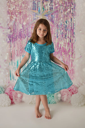 EVA TEAL SPARKLE DRESS