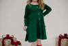 GREEN BUTTONED WITH POCKET TWIRL DRESS