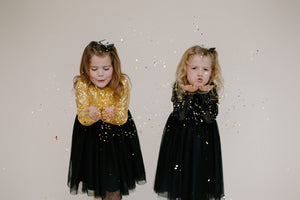 BLACK & GOLD SPARKLE TUTU DRESS