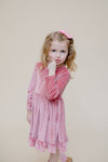 ELIZE VELOUR RUFFLE DRESS - LIGHT PINK