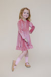 ELIZE VELOUR RUFFLE DRESS - LIGHT PINK