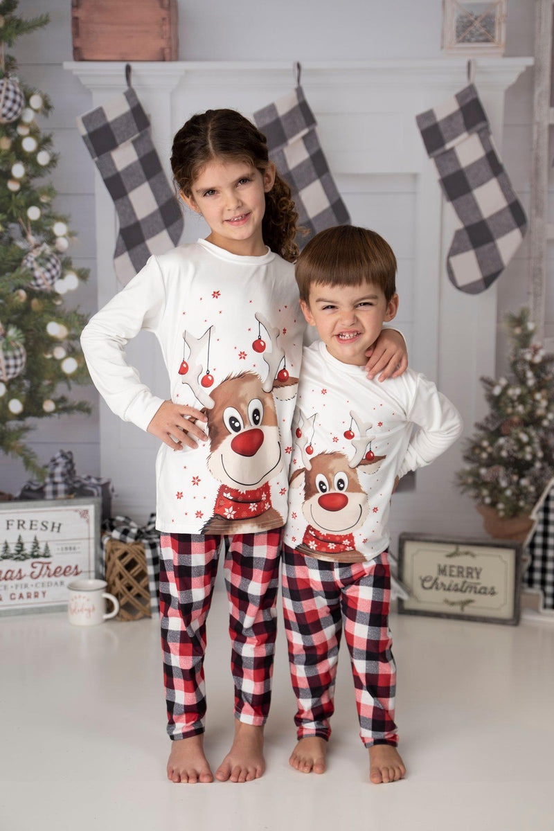 FAMILY RUDOLPH PLAID PJ SETS