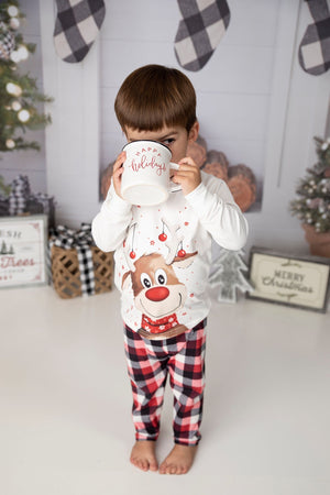 FAMILY RUDOLPH PLAID PJ SETS