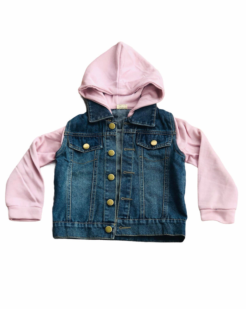 PINK HOODIE DENIM JACKET